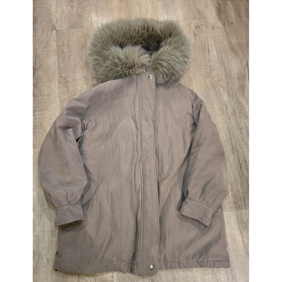 Forecaster Sport Beige-brown Microfiber Coat Removable Hood Genuine Fox Fur M - Picture 1 of 7